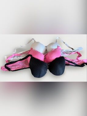 Juicy Couture Intimates Lace Push Up Bra Lot 34B Pink Black White